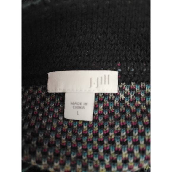 J. JILL Tapestry Knit Cardigan Womens Sz Large Long Duster Artsy Black Floral - Picture 8 of 10